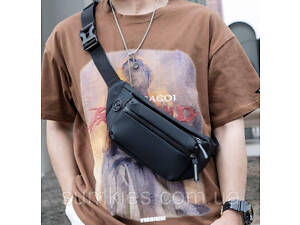 Сумка на пояс чоловіча тканинна Confident чорна