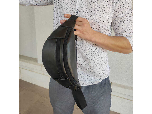 Сумка на пояс. Сумка через плече. бананка чоловіча / жіноча. Колір чорний - Фото 2