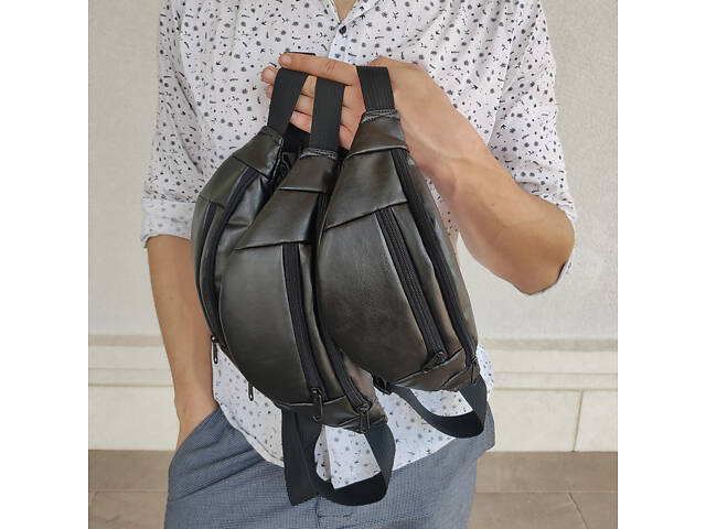 Сумка на пояс. Сумка через плече. бананка чоловіча / жіноча. Колір чорний - Фото 4