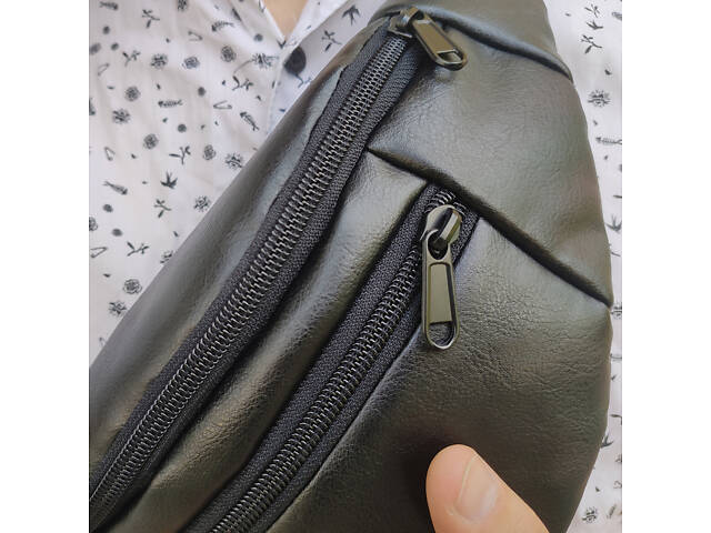 Сумка на пояс. Сумка через плече. бананка чоловіча / жіноча. Колір чорний - Фото 7