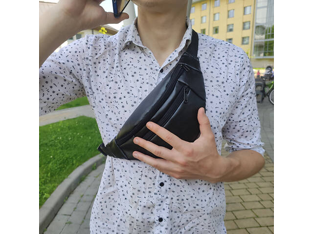 Сумка на пояс. Сумка через плече. бананка чоловіча / жіноча. Колір чорний - Фото 8