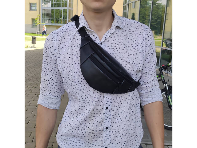 Сумка на пояс. Сумка через плече. бананка чоловіча / жіноча. Колір чорний - Фото 9