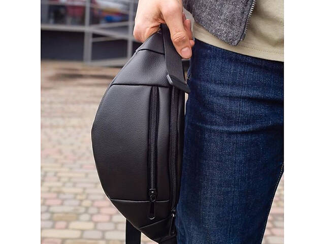 Сумка на пояс. Сумка через плече. бананка чоловіча / жіноча. Колір чорний - Фото 11