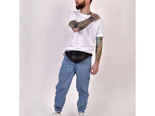 Сумка на пояс. Сумка через плече. бананка чоловіча / жіноча. Колір чорний - Фото 14