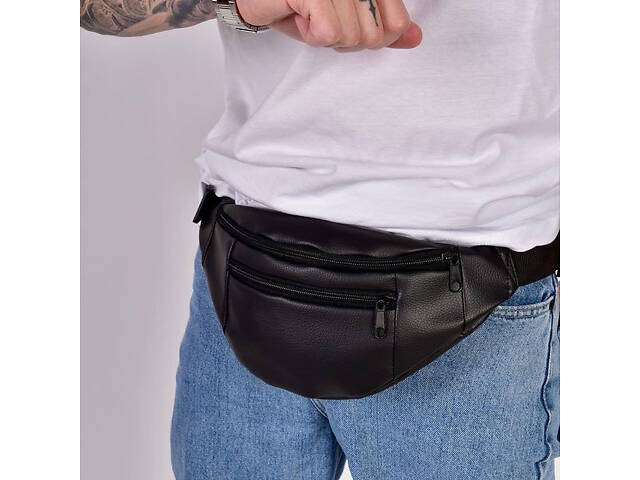 Сумка на пояс. Сумка через плече. бананка чоловіча / жіноча. Колір чорний - Фото 16