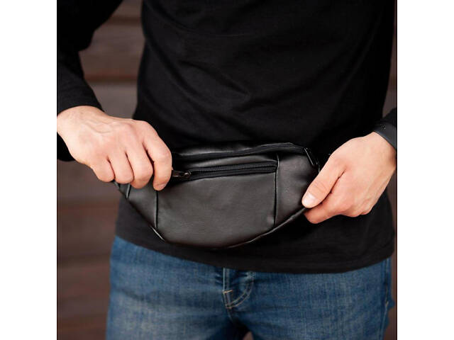 Сумка на пояс. Сумка через плече. бананка чоловіча / жіноча. Колір чорний - Фото 18