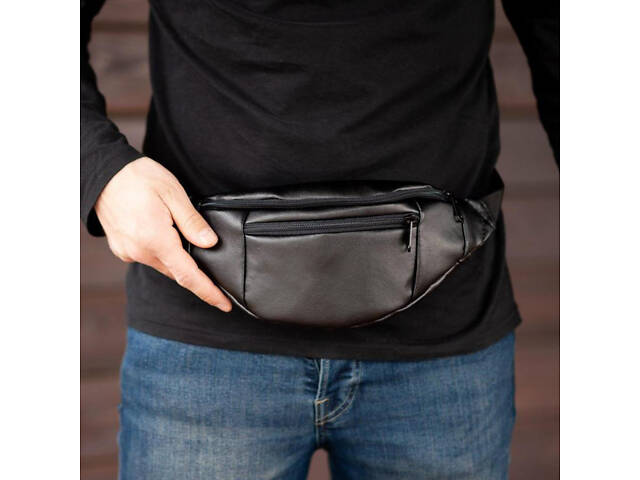 Сумка на пояс. Сумка через плече. бананка чоловіча / жіноча. Колір чорний - Фото 19
