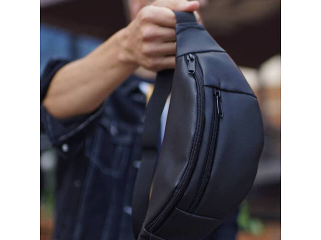 Сумка на пояс. Сумка через плече. бананка чоловіча / жіноча. Колір чорний - Фото 21