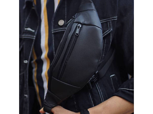 Сумка на пояс. Сумка через плече. бананка чоловіча / жіноча. Колір чорний - Фото 22