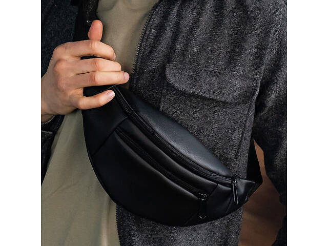 Сумка на пояс. Сумка через плече. бананка чоловіча / жіноча. Колір чорний - Фото 23