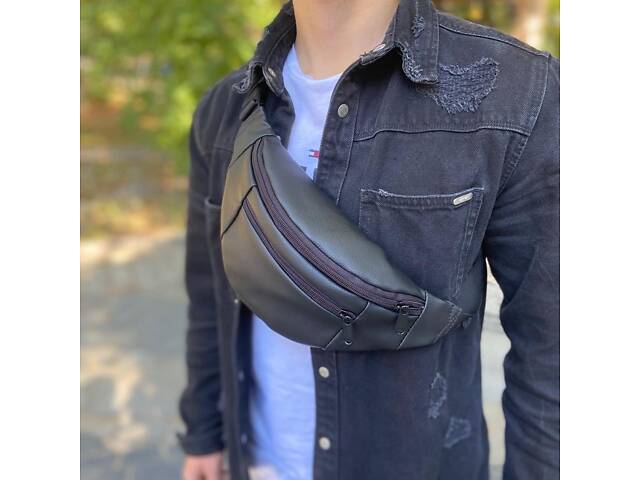 Сумка на пояс. Сумка через плече. бананка чоловіча / жіноча. Колір чорний - Фото 29