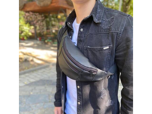 Сумка на пояс. Сумка через плече. бананка чоловіча / жіноча. Колір чорний - Фото 30