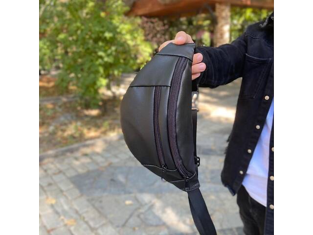 Сумка на пояс. Сумка через плече. бананка чоловіча / жіноча. Колір чорний - Фото 31