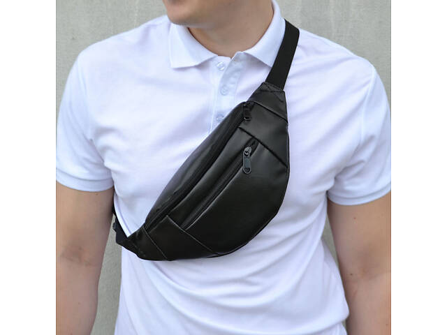 Сумка на пояс. Сумка через плече. бананка чоловіча / жіноча. Колір чорний - Фото 52