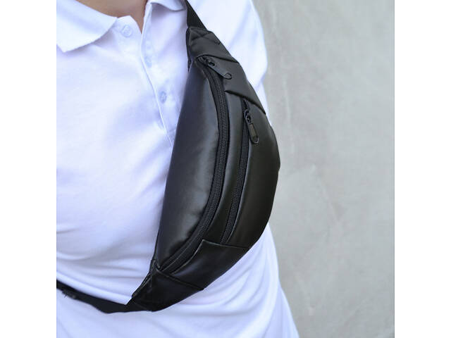 Сумка на пояс. Сумка через плече. бананка чоловіча / жіноча. Колір чорний - Фото 54