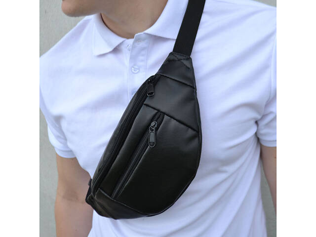Сумка на пояс. Сумка через плече. бананка чоловіча / жіноча. Колір чорний - Фото 55