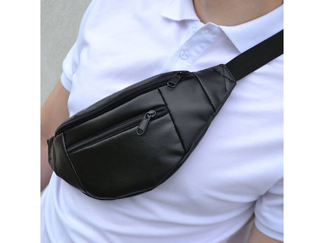 Сумка на пояс. Сумка через плече. бананка чоловіча / жіноча. Колір чорний - Фото 60
