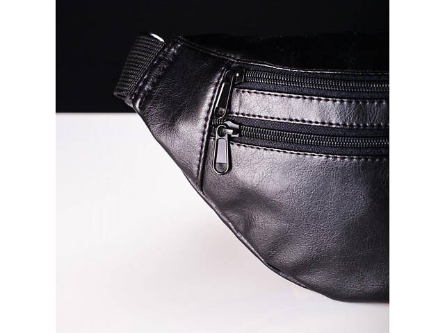 Сумка на пояс з еко-шкіри. Сумка через плече. Бананка чоловіча, жіноча. Колір чорний - Фото 16