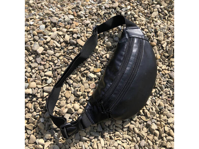 Сумка на пояс з еко-шкіри. Сумка через плече. Бананка чоловіча, жіноча. Колір чорний - Фото 24