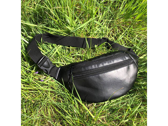 Сумка на пояс з еко-шкіри. Сумка через плече. Бананка чоловіча, жіноча. Колір чорний - Фото 28