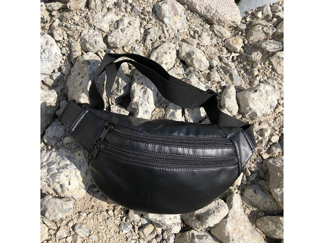 Сумка на пояс з еко-шкіри. Сумка через плече. Бананка чоловіча, жіноча. Колір чорний - Фото 29