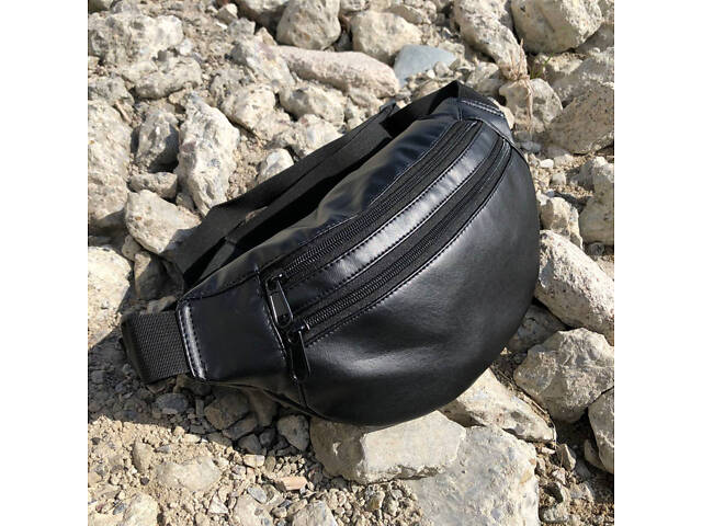 Сумка на пояс з еко-шкіри. Сумка через плече. Бананка чоловіча, жіноча. Колір чорний - Фото 30