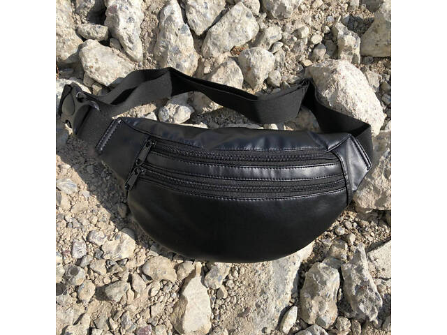 Сумка на пояс з еко-шкіри. Сумка через плече. Бананка чоловіча, жіноча. Колір чорний - Фото 31