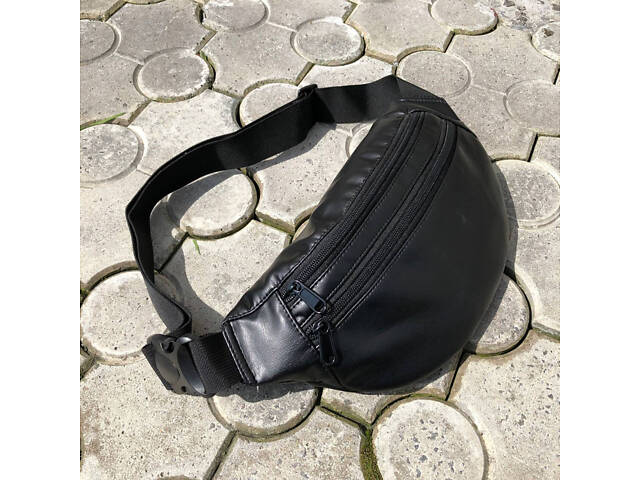 Сумка на пояс з еко-шкіри. Сумка через плече. Бананка чоловіча, жіноча. Колір чорний - Фото 33