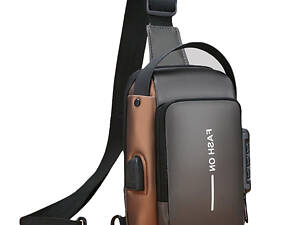 Сумка нагрудна водонепроникна чоловіча з USB і кодовим замком Fashion