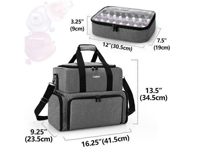 Сумка органайзер Max Manicure для зберігання манікюрного приладдя Сіра (IBH050S) - Фото 4