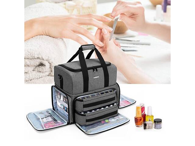 Сумка органайзер Max Manicure для зберігання манікюрного приладдя Сіра (IBH050S) - Фото 6