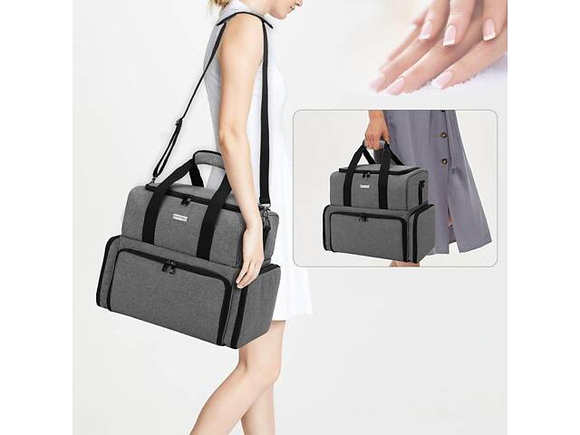 Сумка органайзер Max Manicure для зберігання манікюрного приладдя Сіра (IBH050S) - Фото 7