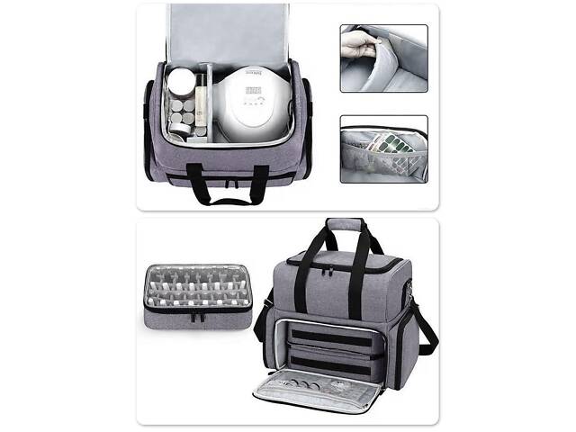 Сумка органайзер Max Manicure для зберігання манікюрного приладдя Сіра (IBH050S) - Фото 8