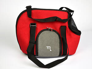 Сумка переноска 303932 Zoobaza красный серый 27х47х35 см