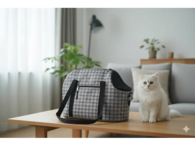 Сумка для тварин, переноска з вікоцем , міцна, легка Мімоза сіра №1 220х420х330 - Фото 1