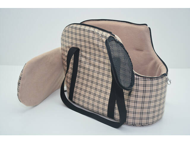 Сумка переноска для котов и собак Мимоза бежевая №1 220х420х310 - Фото 3