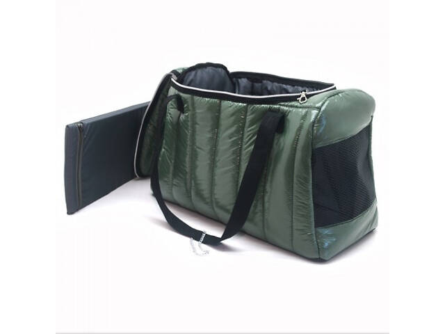 Сумка переноска для котов и собак Талисман 21х47х30 см хаки - Фото 3