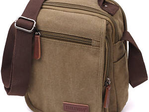 Сумка почтальонка на плечо из плотного текстиля Vintage 22228 Оливковый