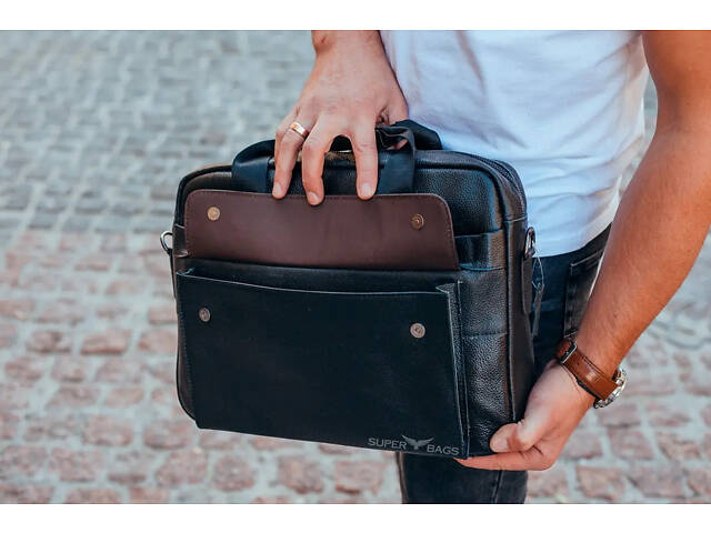 Сумка-портфель для ноутбука кожаная мужская Vintage Bx3122A - Фото 5