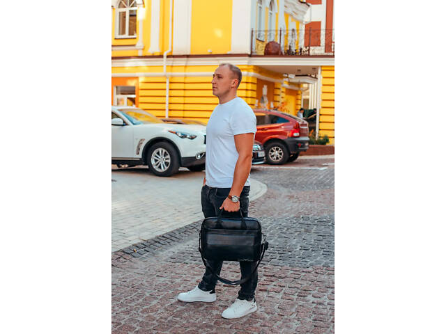 Сумка-портфель для ноутбука кожаная мужская Vintage Bx3122A - Фото 8