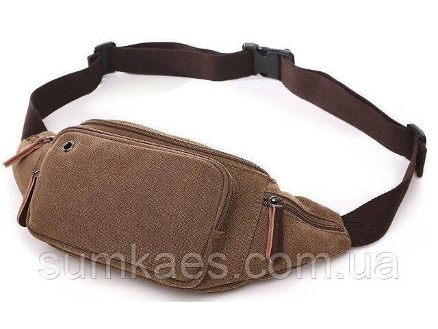 Сумка поясна текстильна Vintage 20176 Коричнева - Фото 1