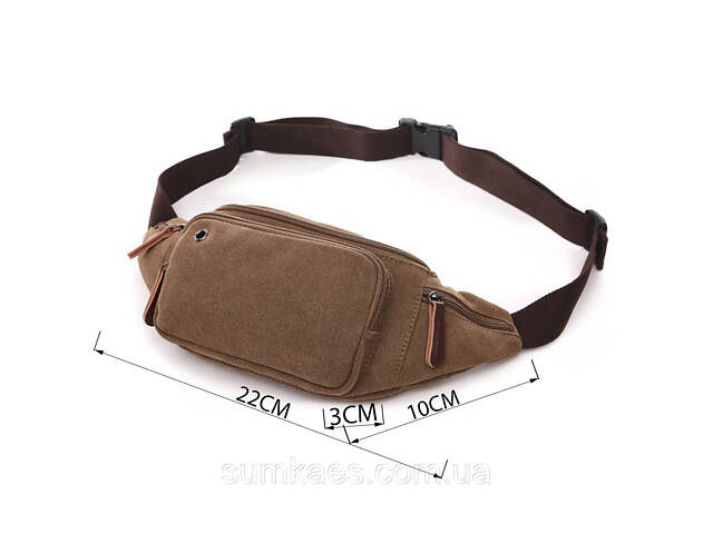 Сумка поясна текстильна Vintage 20176 Коричнева - Фото 3