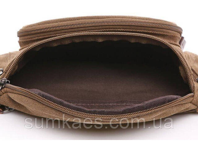 Сумка поясна текстильна Vintage 20176 Коричнева - Фото 5