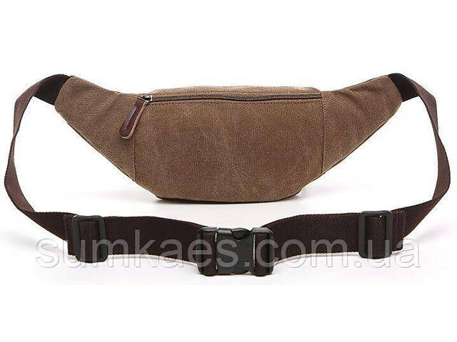 Сумка поясна текстильна Vintage 20176 Коричнева - Фото 6