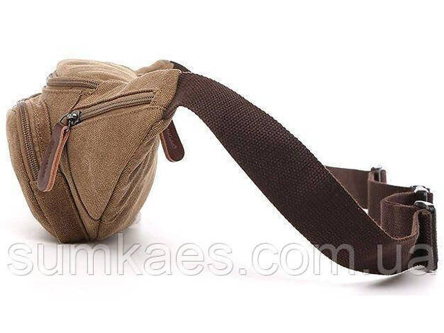 Сумка поясна текстильна Vintage 20176 Коричнева - Фото 7