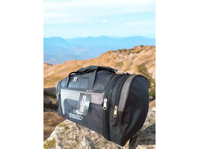 Сумка спортивная дорожная puma 278 регулируемый объем серо-зеленая - Фото 1