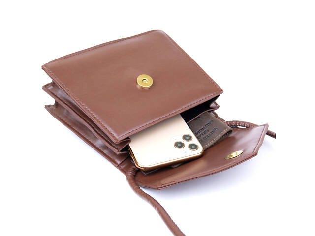 Сумка кутова Vintage sale_14933 17,5х15,5х6 см Коричнева - Фото 3