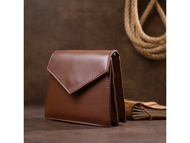 Сумка кутова Vintage sale_14933 17,5х15,5х6 см Коричнева - Фото 4