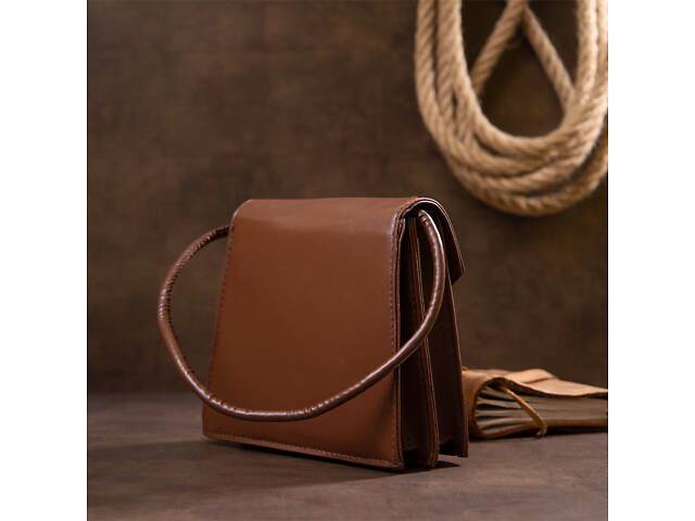 Сумка кутова Vintage sale_14933 17,5х15,5х6 см Коричнева - Фото 5