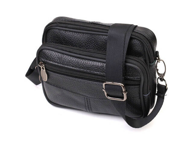 Сумка Vintage Горизонтальна поясна з натуральної шкіри Чорна (21485) - Фото 1